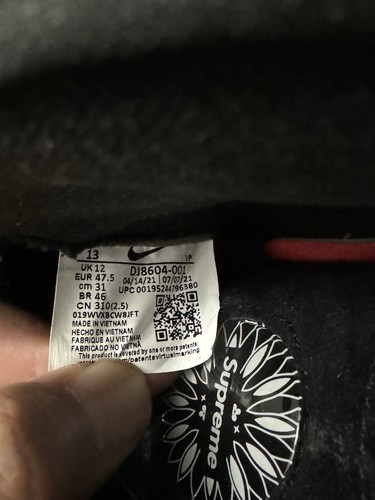 Nike Supreme Air Zoom Flight 95 SP 'Black' DJ8604-001 US Men 13 - Picture 6 of 11