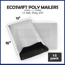 15 13x15 EcoSwift White Poly Mailers Shipping Envelope Self Sealing Bags 1.7 MIL