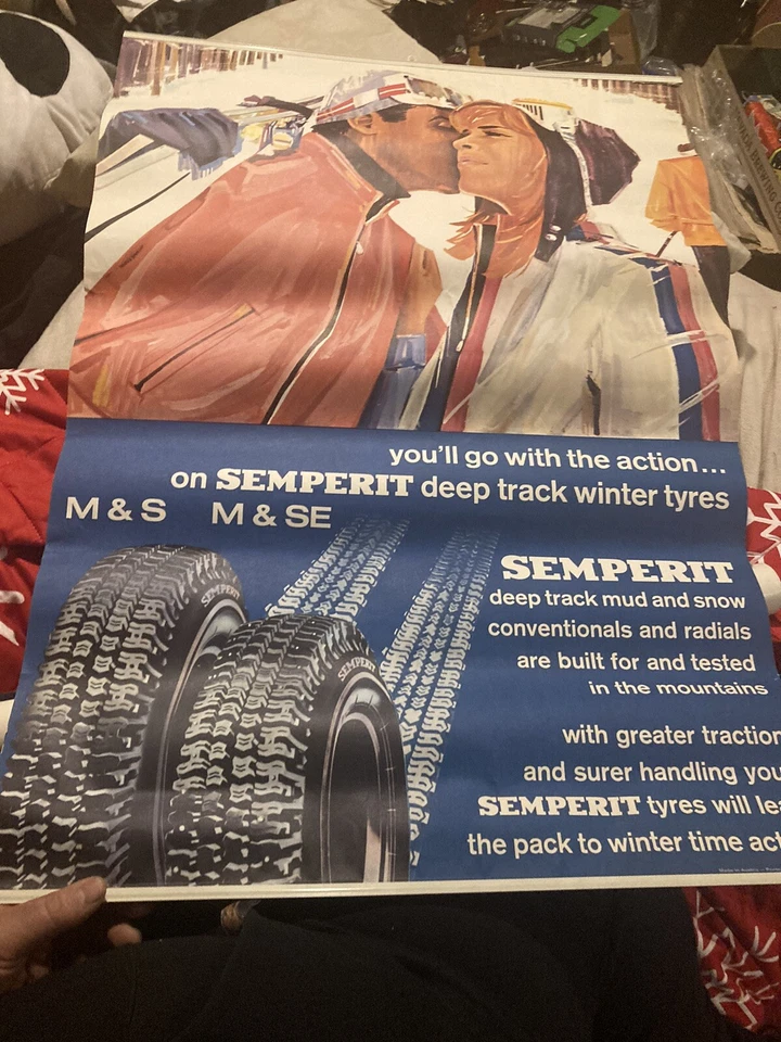 Original Vintage 1968 SEMPERIT TIRES -advertising Austria - 23.25”x 33” POSTER - Image 2 of 4