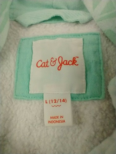 Cat & Jack Girl Hooded Green Sweatshirt Size Large 12-14 - Picture 3 of 4