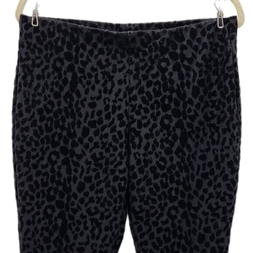 Nanette Lepore Velvet Animal Print Black Pull-On Crop Ankle Skinny Pants Large - Picture 2 of 7