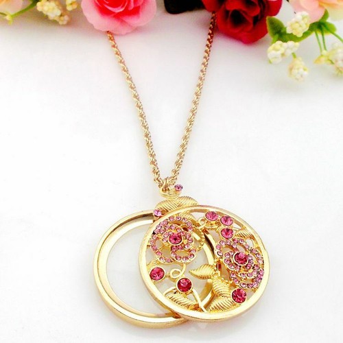 Pendant Magnifying Glass Rhinestone Long Chain Necklace Loupe Double Layers - Picture 11 of 17