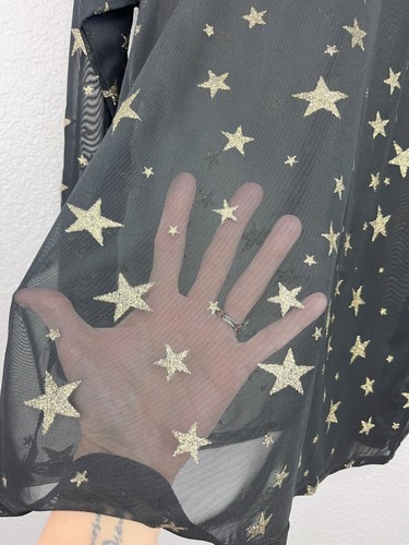 NWT City Chic Top Starry Night Size 16 Black Sheer Gold Stars Stretch - Picture 7 of 15