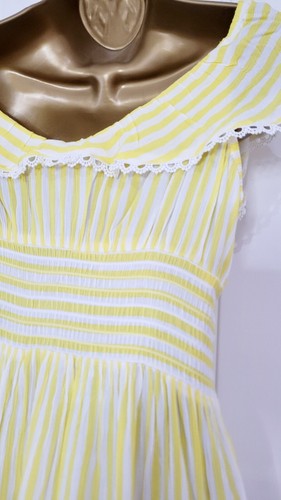 RIVER ISLAND RESORT size 10 12 S Yellow Stripe Beach Holiday Summer Dress NEW - Picture 4 of 7