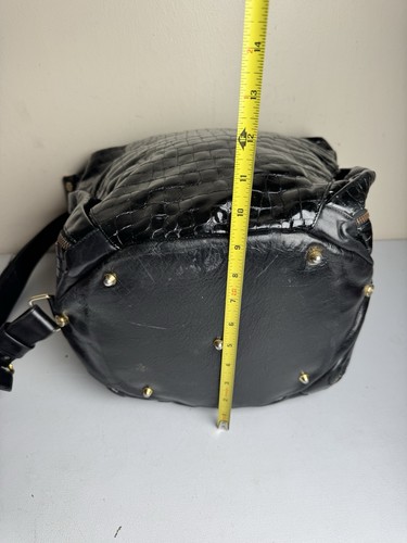 Marino Orlandi Borsa a tracolla convertibile in rilievo, nero su pelle italiana nera - Foto 18 di 21