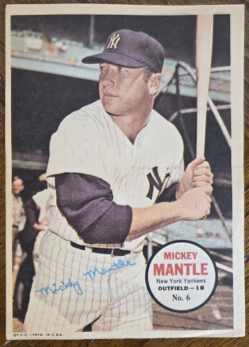 1967 TOPPS POSTER PIN UPS MICKEY MANTLE BASEBALL INSERT CARD #6 READ DESC