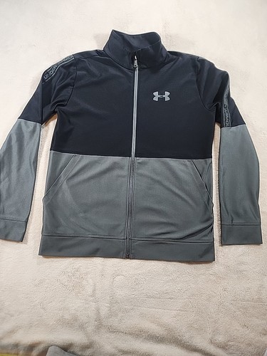 Under Armour HeatGear full-zip jacket in a black and grey color-block  Size YXL