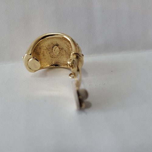 Guy Laroche Statement Clip On Earrings Gold Tone Designer Earrings Vintage - Picture 6 of 10