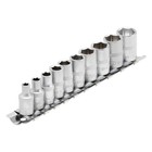 Draper Metric Socket on Metal Rail 1/4"D 6 Point Standard Length 10 Piece 16398