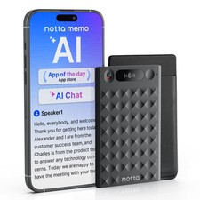 Notta Memo AI Digital Voice Recorder w/Case, AI Transcription, 2000 Hrs Storage