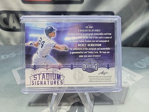 2024 Leaf Bronx Legacy #/9 Rickey Henderson Stadium Signatures NYY Seat Auto - Bild 3 von 3
