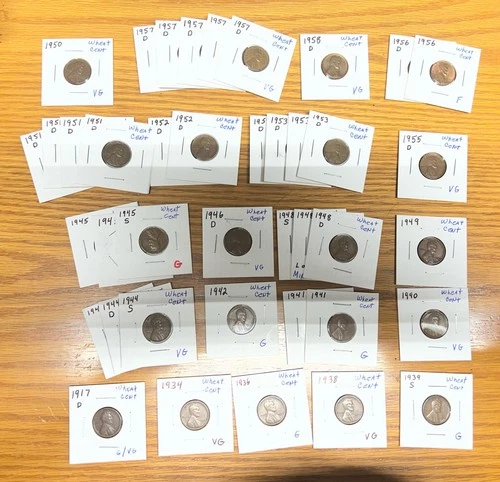 Lot of Lincoln Wheat Cent’s, all 40 coins are in good or better  grade.
