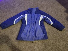 LL Bean Fleece Ski Jacket Girls Size L 6X/7 Purple Full Zip Long Sleeve