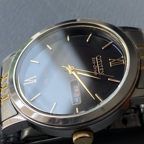 Men's Genuine Citizen Eco Drive Solar designer Watch Day Date Two Tone Black - Bild 14 von 14