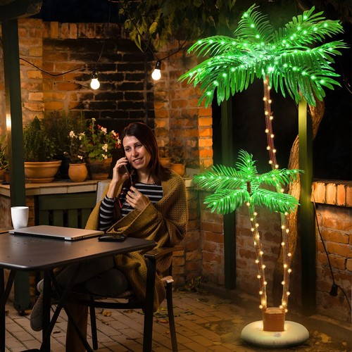 OUSHENG Solar Lighted Palm Trees for Outside Patio, Bar Pool Deck Outdoor Dec... - Picture 6 of 8