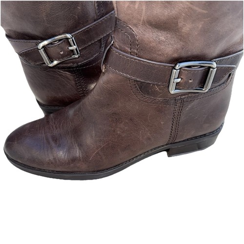 Vince Camuto Phillie Brown Leather Riding Boots Women’s 7M Tall Knee High Zip - Picture 4 of 24