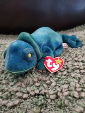 TY Beanie Baby - RAINBOW the Chameleon (dark blue) (9 inch) - MWMTs Stuffed Toy
