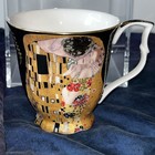 Porcelain Tea Mug in Decorative Gift Box Gold Gustav Klimt “The Kiss”, New