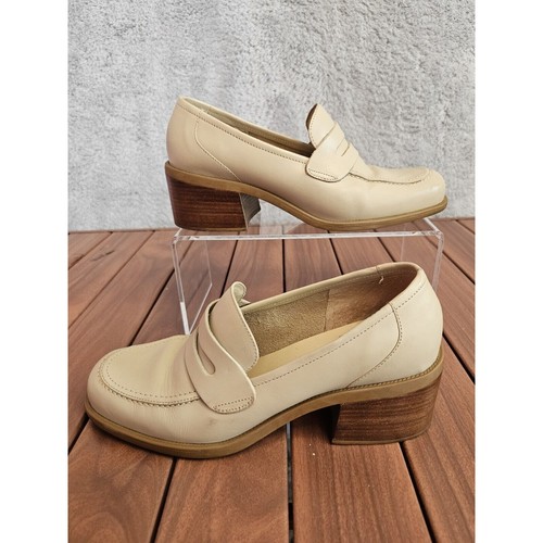 Vintage 90s Westies Platform Cream Penny Loafers Chunky Heel y2k Retro 7M 7