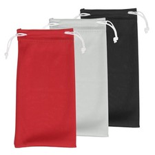 3Pcs, Eyeglass Pouch Microfiber Sunglasses Storage Bag Black Red Grey