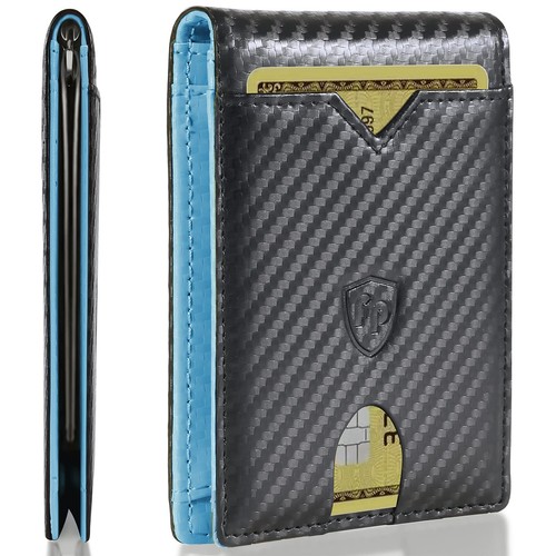 Men`s Minimalist Slim Wallet with Money Clip RFID Blocking Function and Large - Picture 1 of 6