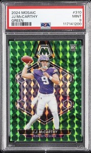 2024 PANINI MOSAIC GREEN #310 JJ MCCARTHY ROOKIE RC PSA 9