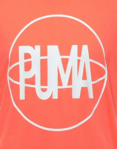 PUMA T-Shirt Size M Coated Logo Orange Short Sleeves Round Collar - Picture 4 of 4