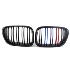 2X Doppelsteg M-Farbe Nieren Kühlergrill Glanz Schwarz Für BMW X5 E53 2000-2003
