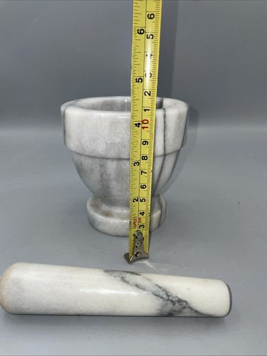 Vintage Mortar & Pestle Heavy Marble Crusher-Mixer-Grinder 4” X 4” - Picture 7 of 8