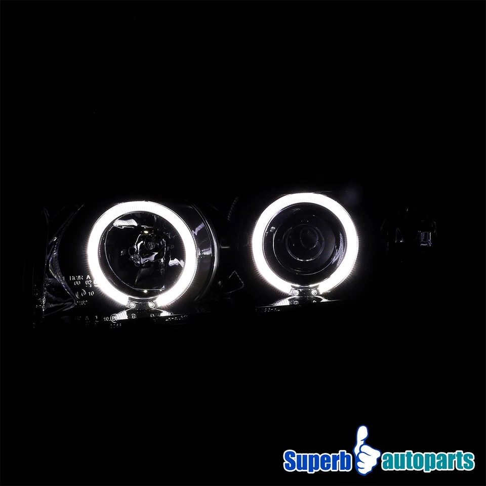 Fit 1992-1998 BMW E36 318i 325i Glossy Black Halo Rim Projector Headlights Smoke Foto 4 de 4