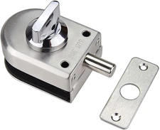 Glass Door Lock 304 Stainless Steel Knob Sliding Gate Floor Latch Single Bolt Ke