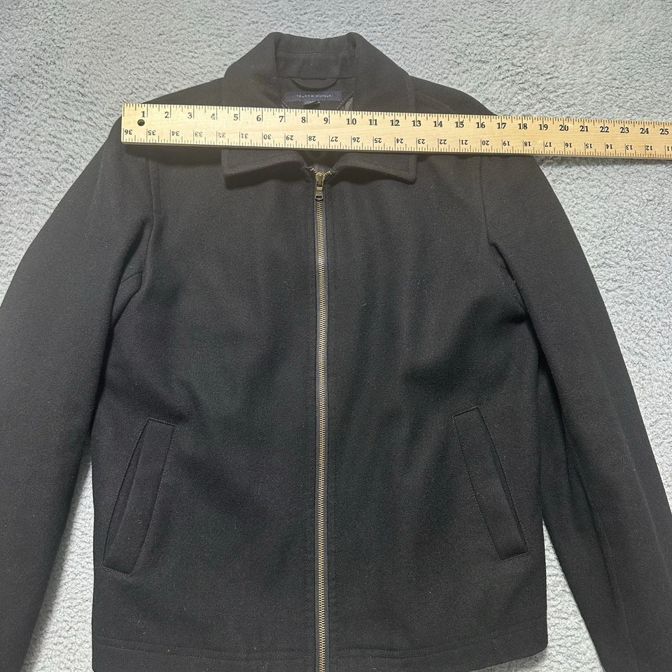 Tommy Hilfiger Wool Black Zip Up Basic Jacket Mens Small Preppy - Image 3 of 4
