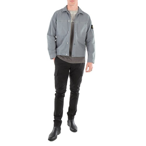 Stone Island Men's Grey Green Cotton Ripstop Shirt - Picture 3 of 5
