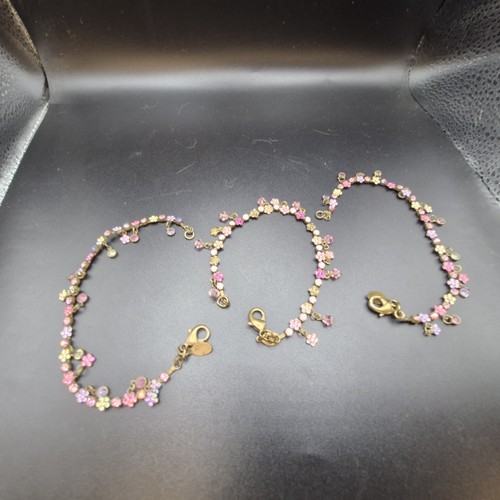 3 Bracciali Sorrelli Ottone Antico Rosa Chiaro Floreale Strass Catena 7,25" - Foto 11 di 18