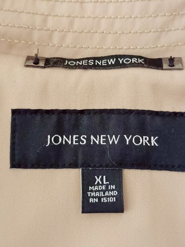 Jones New York XL Khaki Trench Coat Button Up Dual Front Pockets Tie Belt Lined - Picture 9 of 15
