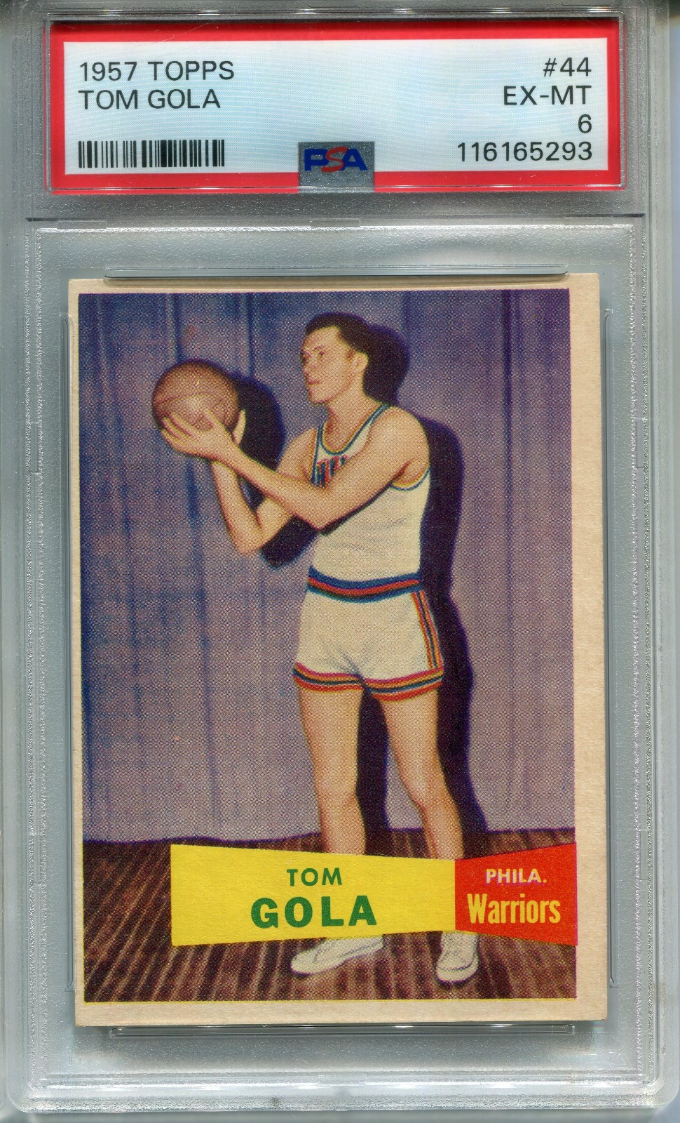 1957 Topps #44 Tom Gola PSA 6 EX-MT Philadelphia Warriors