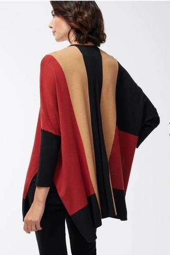 Neu mit Etikett Chico's Cardigan Pullover Poncho Ruana vorne drapiert ColorBlock Größe L/XL - Bild 2 von 8