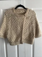 Moth Womens XS Anthropologie Tan Wool Angora Blend Caredigan Sweater