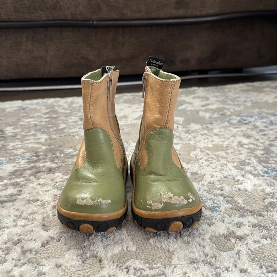 Детские кожаные сапоги-ящерицы Pedoodles - зеленые и желтовато-коричневые размер большой - Изображение 2 из 4