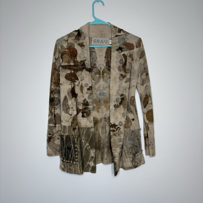 Claudia Grau Designer Wool Recycled Open Cardigan Sweater Size XS Water Color