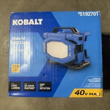 NEW Kobalt 40v Hybrid Plug-in 2200-Lumen LED Rechargeable Portable #5192701