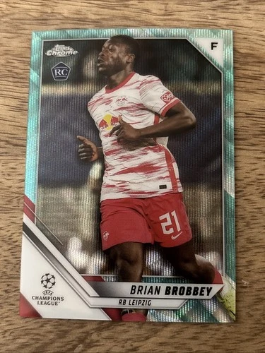 BRIAN BROBBEY 2021-22 TOPPS CHROME UCL AQUA WAVE REFRACTOR ROOKIE RC #D /199 PWE