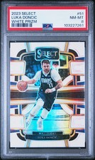 2023 PANINI SELECT WHITE PRIZM #51 LUKA DONCIC 93/149 PSA 8
