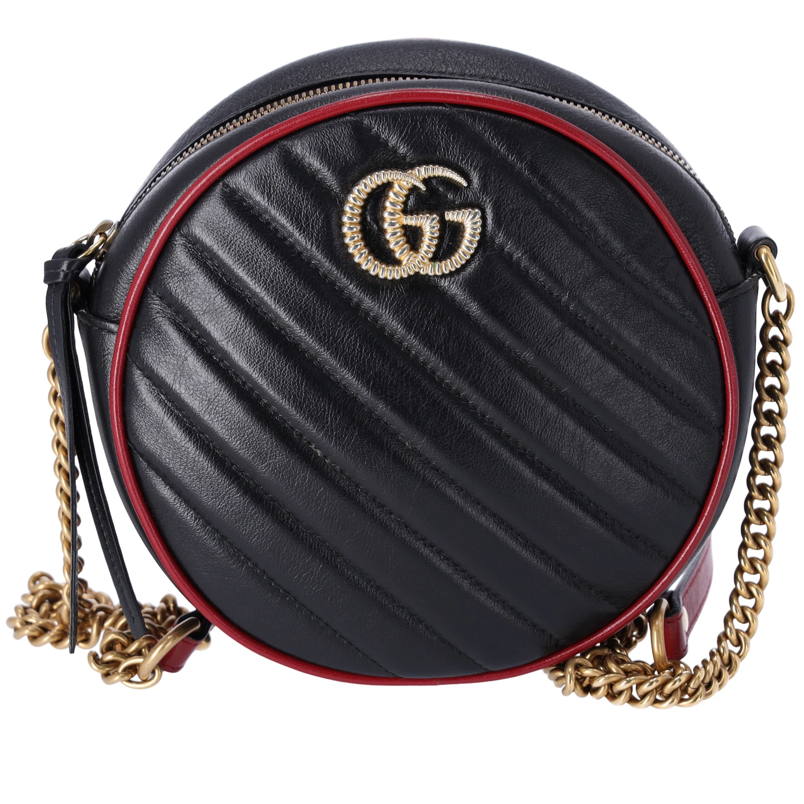 Sac bandoulière rond noir Gucci Mini Torchon GG Marmont