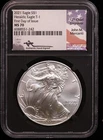 2021 SILVER EAGLE TYPE-1 NGC MS70 FIRST DAY OF ISSUE MERCANTI SIGNED FLAG LABEL