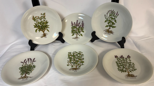 Berry Haute Porcelain France Appetizer Dessert Plates Set of 6 Herbs in Box - Picture 1 of 10