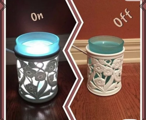 Calentador Scentsy ENTWINE con manga verde azulado ~ retirado/RARO ~ NUEVO en caja - Imagen 3 de 3