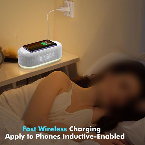 Alarm Clock Wireless Charger Dock For Apple iPhone 16 Pro Max 15 14 13 12 11 XS - Picture 9 of 19