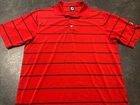 Footjoy Red Striped Golf Polo Mens Large L Patrick Farms
