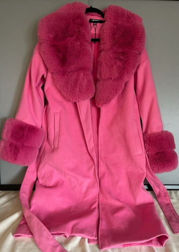 Abrigo Missguided Imitación Piel Largo Trench Cinturón Mujer 4 Alto Rosa Caliente - Imagen 2 de 10